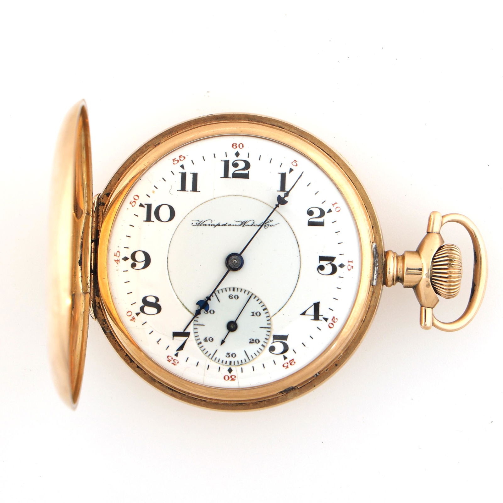 MEN'S HAMPDEN WATCH CO 14K GOLD CASE POCKET WATCH (1 of 7)