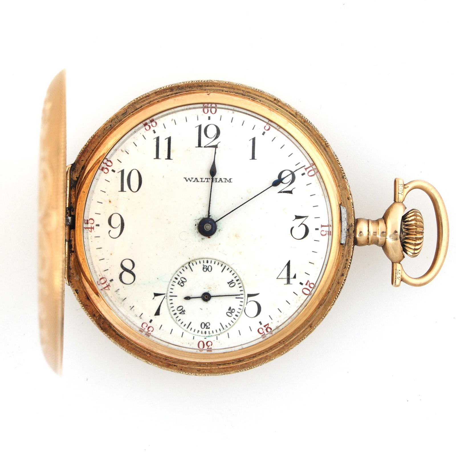 MEN'S WALTHAM 14K YELLOW GOLD CASE POCKET WATCH (1 of 8)