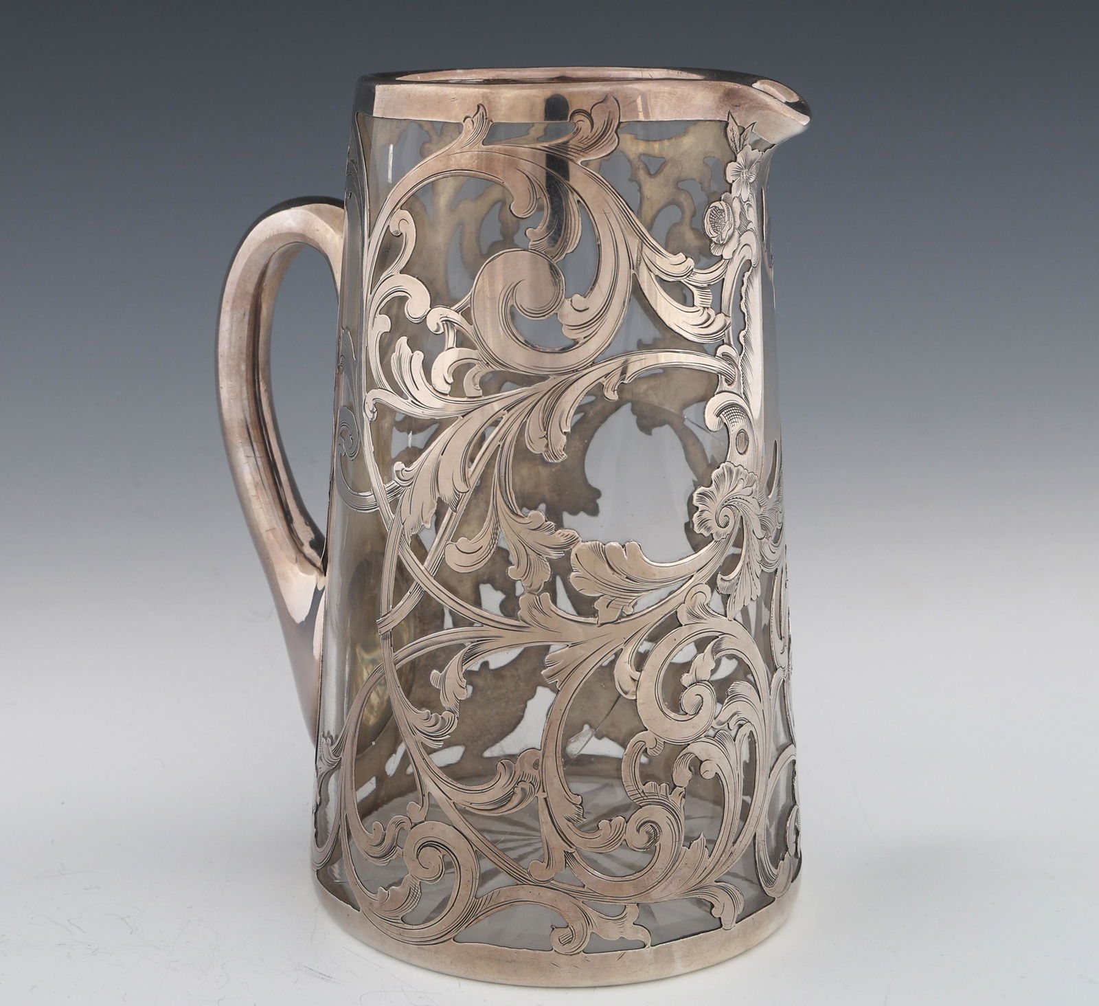 GORHAM STERLING SILVER OVERLAY GLASS PITCHER (1 of 7)