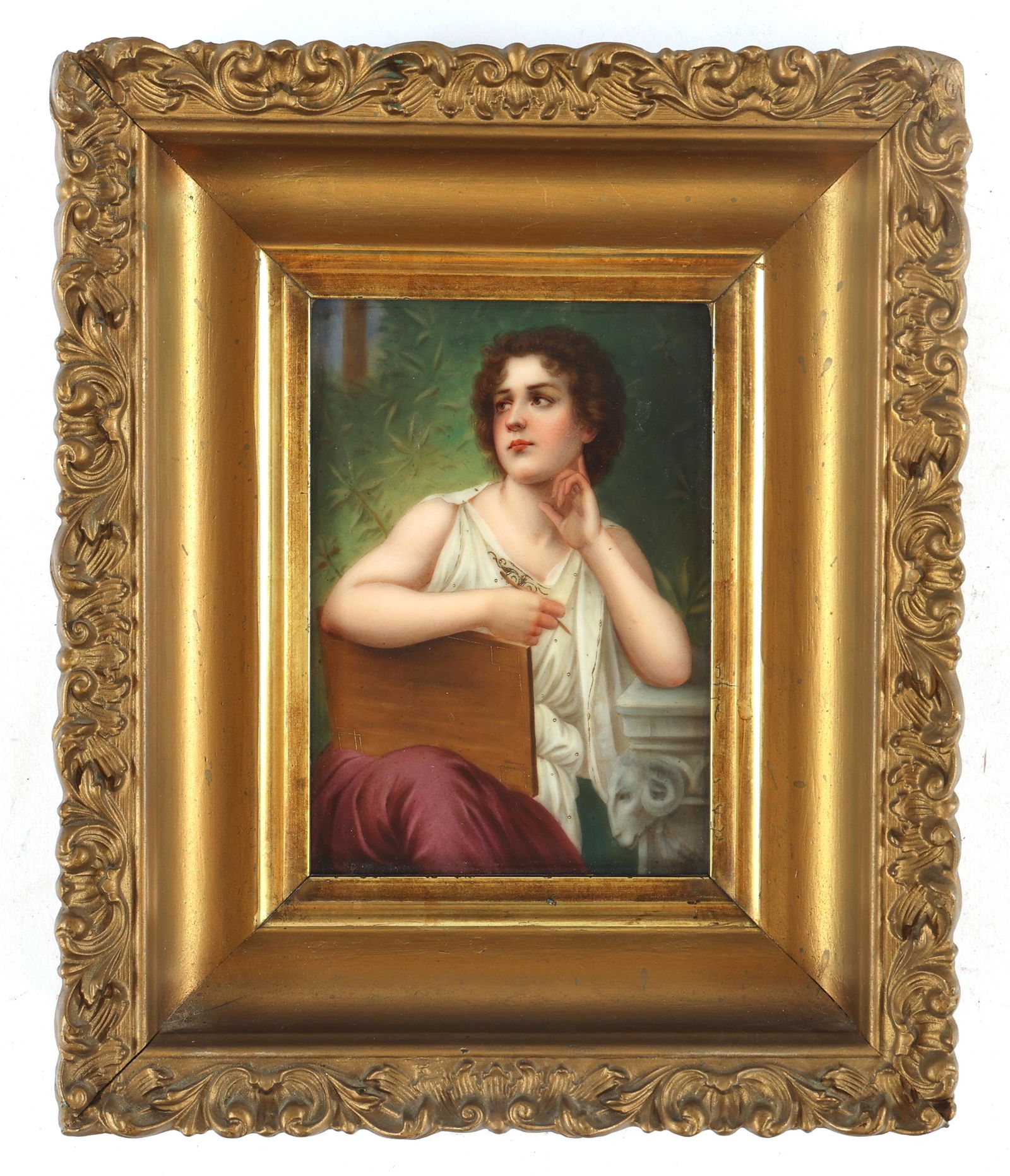 GERMAN PORCELAIN PORTRAIT PAINTING IN FRAME (1 of 3)