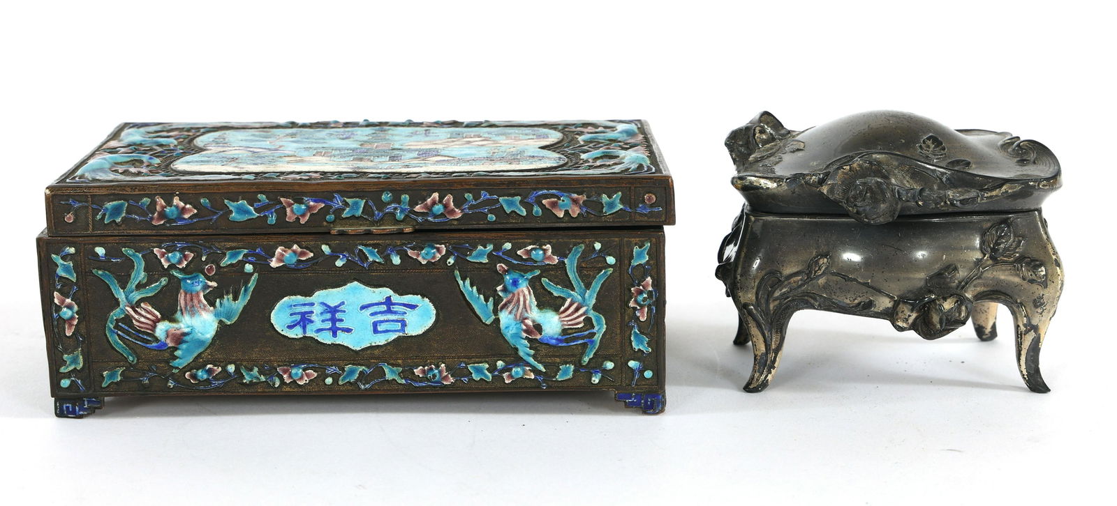 CHINESE ENAMELED & ART NOUVEAU JEWELRY TRINKET BOXES (1 of 6)