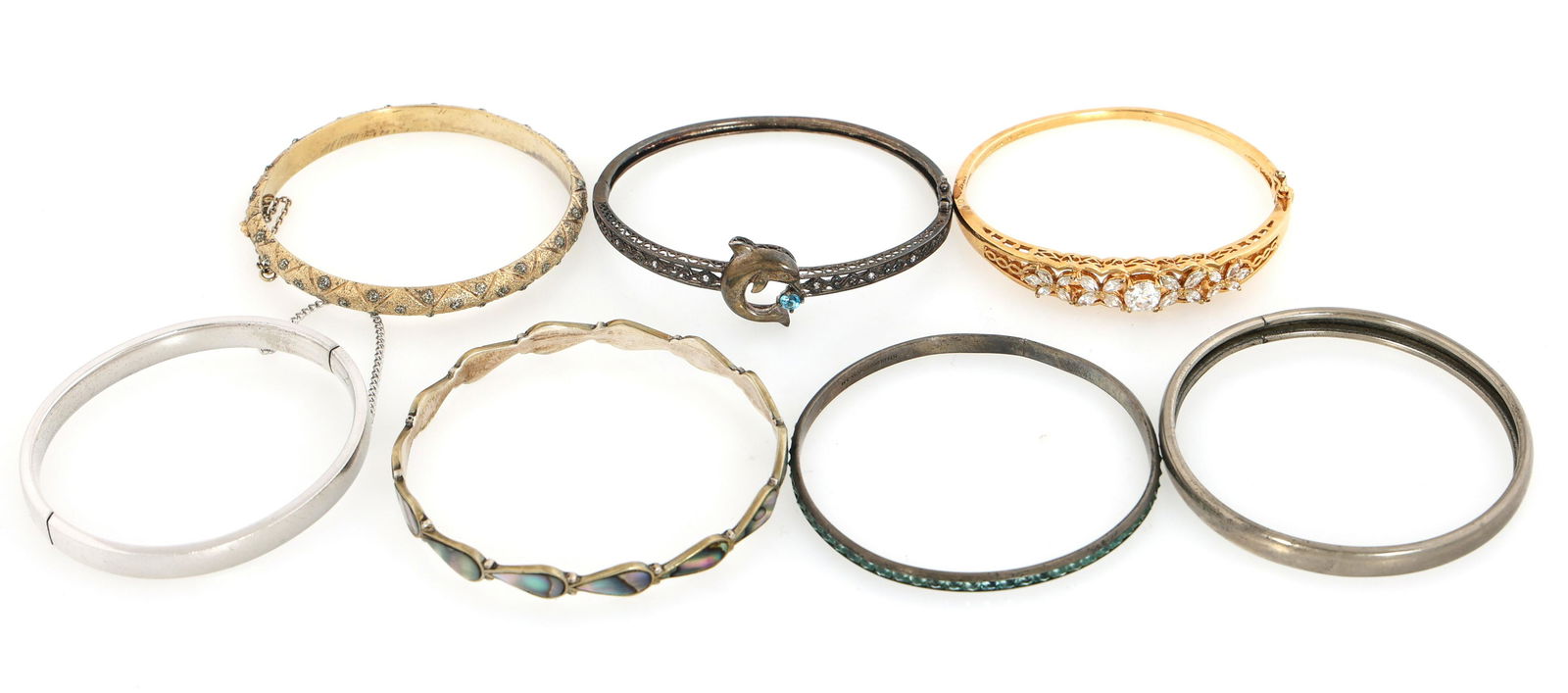 STERLING SILVER VERMEIL & CZ FASHION BANGLE BRACELETS (1 of 10)