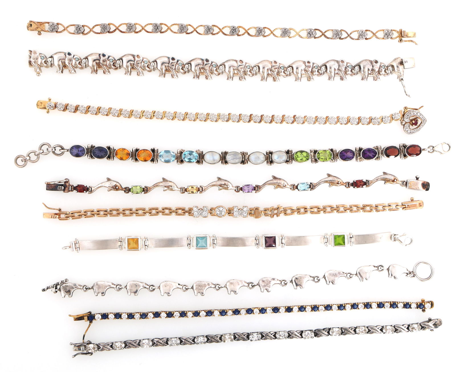 STERLING SILVER SEMI-PRECIOUS STONE & CZ BRACELETS (1 of 7)