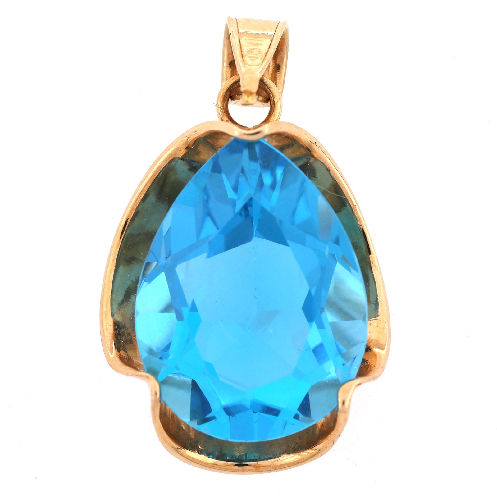 14K YELLOW GOLD LONDON BLUE TOPAZ PENDANT (1 of 3)