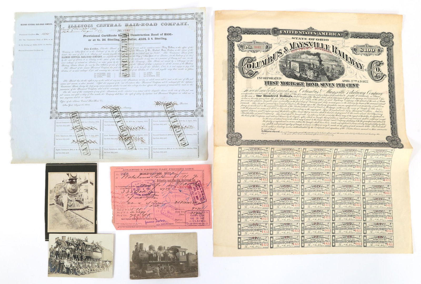 RAILROADIANA PHOTOGRAPHS, BONDS, & EPHEMERA (1 of 6)
