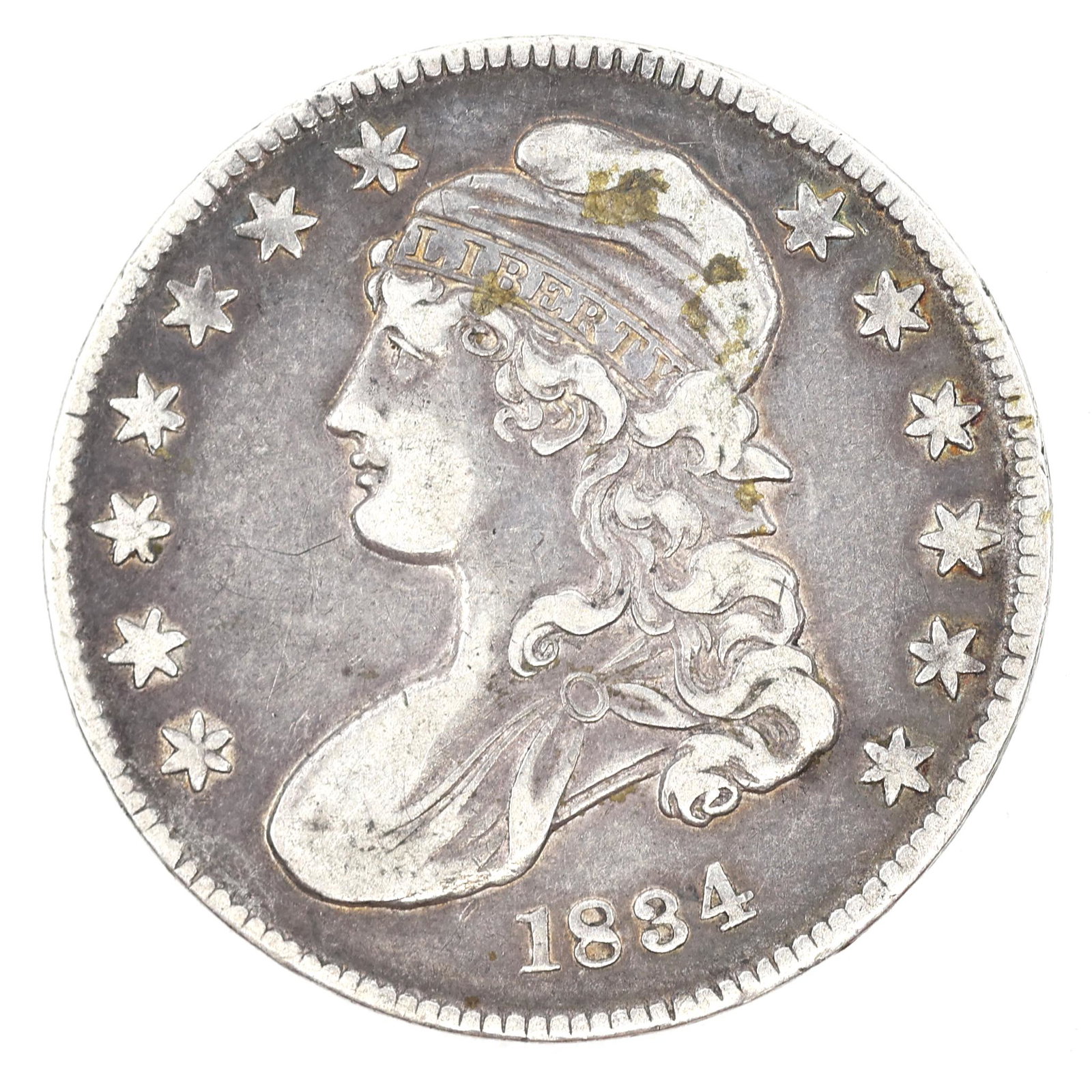 1834 US SILVER CAPPED BUST HALF DOLLAR COIN (1 of 2)