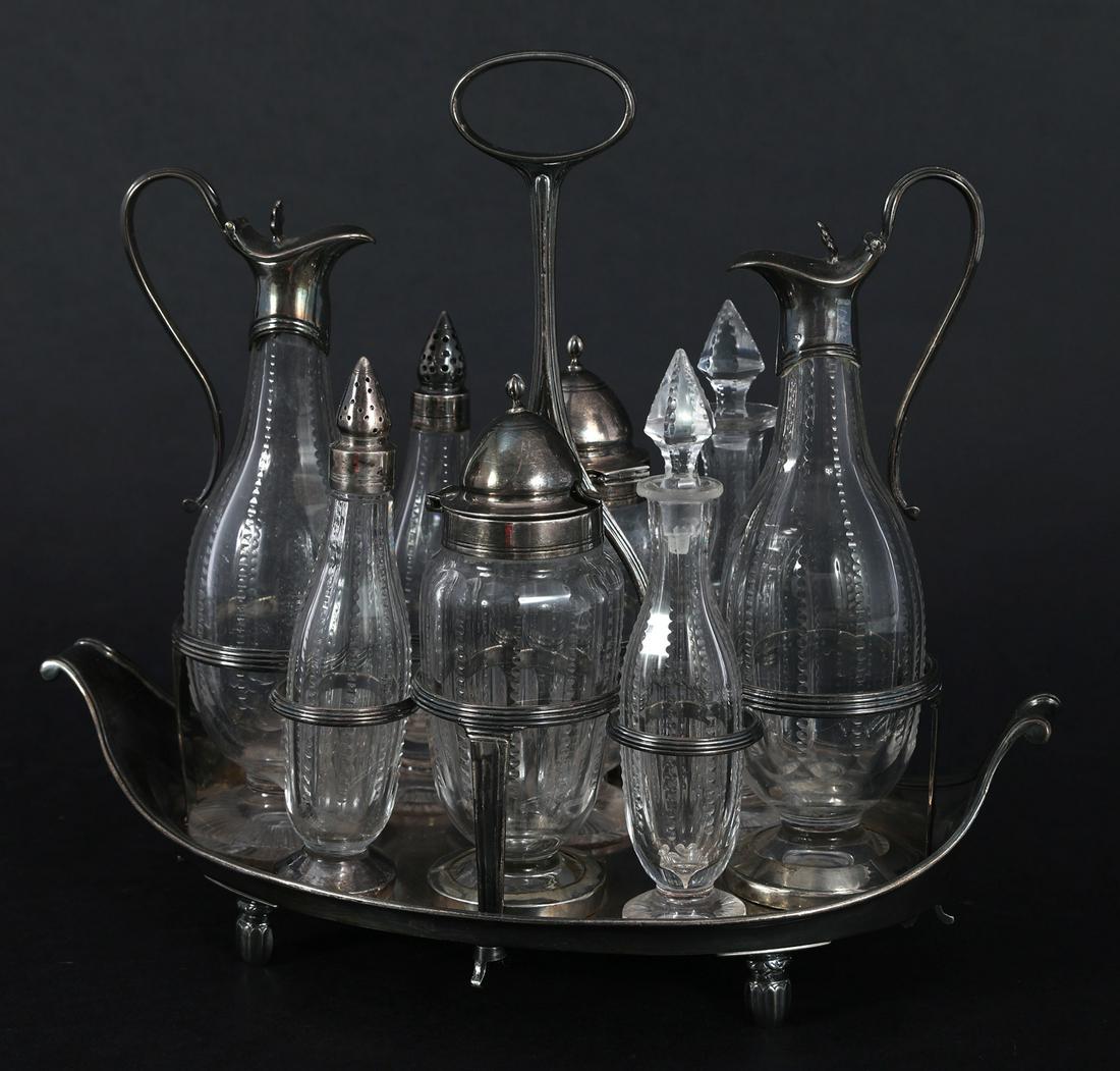 STERLING SILVER & GLASS ENGLISH CRUET SET (1 of 17)