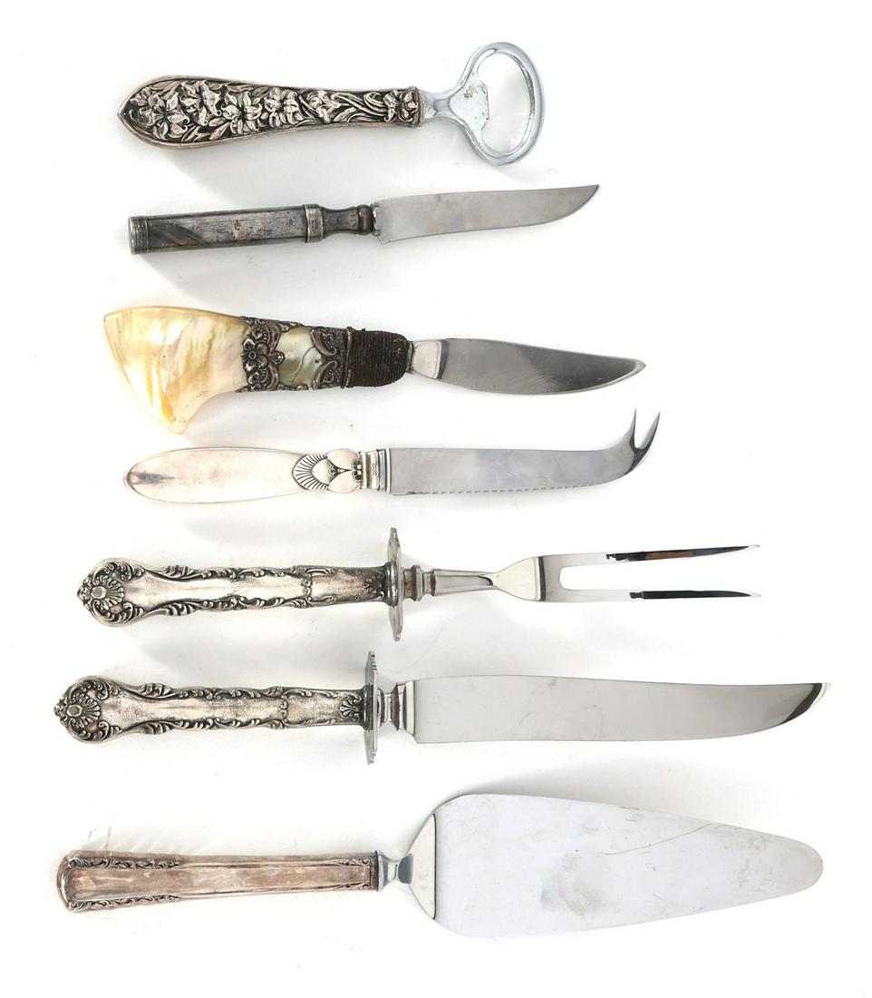 STERLING SILVER WEIGHTED SERVING KNIVES & UTENSILS (1 of 13)