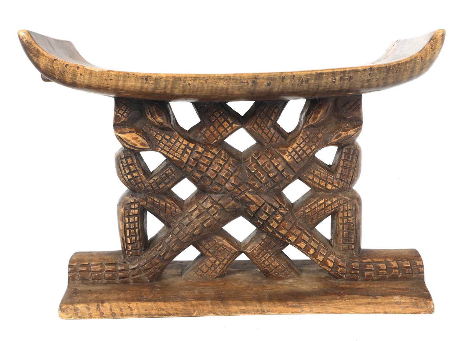 GHANAIAN ASANTE CARVED WOOD CROCODILE STOOL (1 of 6)