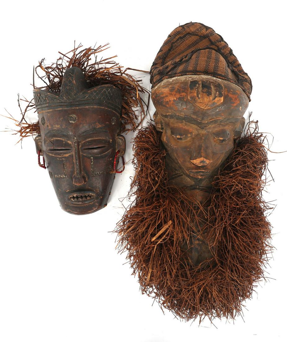 AFRICAN CONGO CARVED WOOD MASKS (1 of 10)