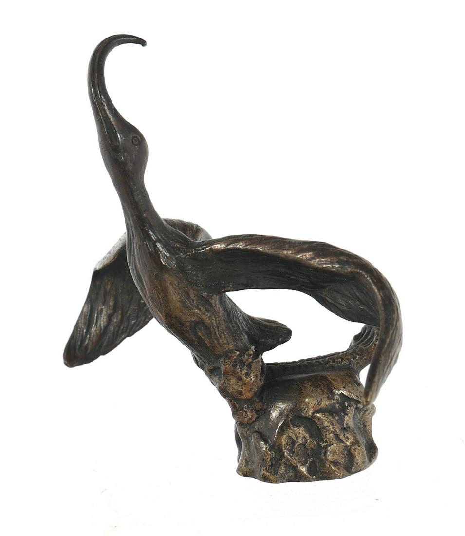 1920s HENRI PAYEN BRONZE AUTOMOBILE CRANE MASCOT (1 of 7)