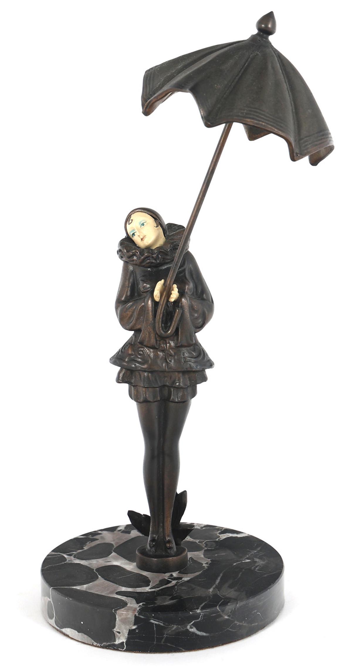 ART DECO PIERROT COLLECTION FRANCAISE BRONZE STATUE (1 of 5)