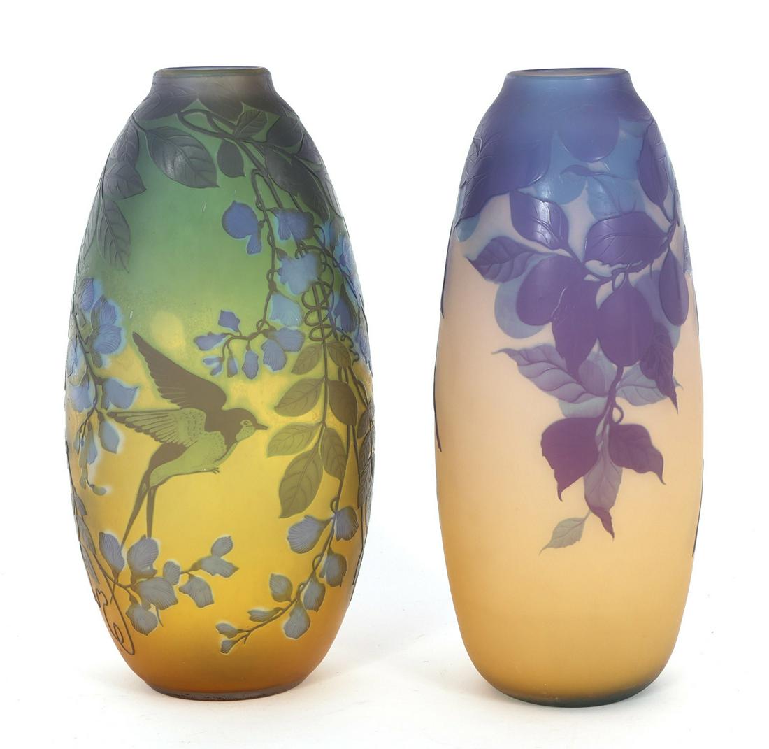 CAMEO GLASS VASES - FRUIT & AVIAN DESIGNS (1 of 11)