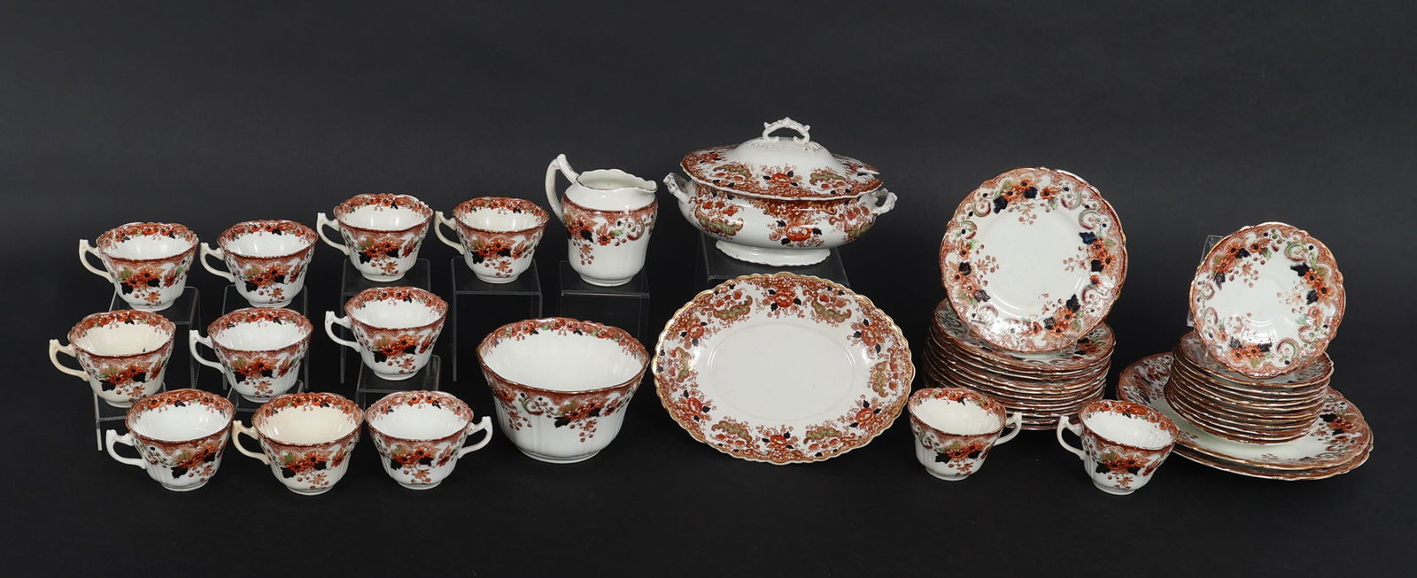 SHORE, COGGINS, & HOLT PORCELAIN TEACUPS & SERVEWARE: SHORE, COGGINS, & HOLT PORCELAIN TEACUPS & SERVEWARE Shore, Coggins, & Holt porcelain Alexandra pattern teacups and serveware, include: (12) Dessert plates - 6.5" (12) Teacups - 2.5 x 3.5"