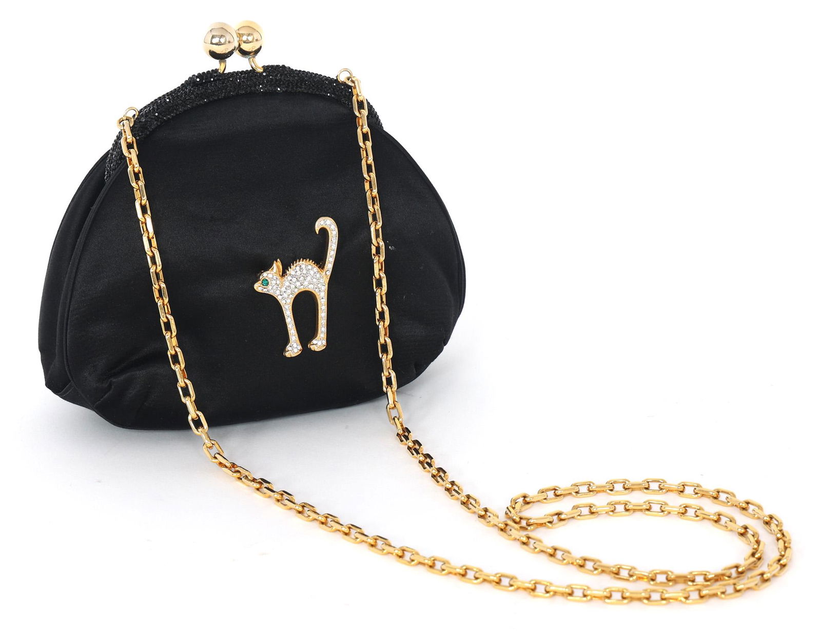 JUDITH LEIBER SATIN & RHINESTONE EVENING BAG (1 of 10)