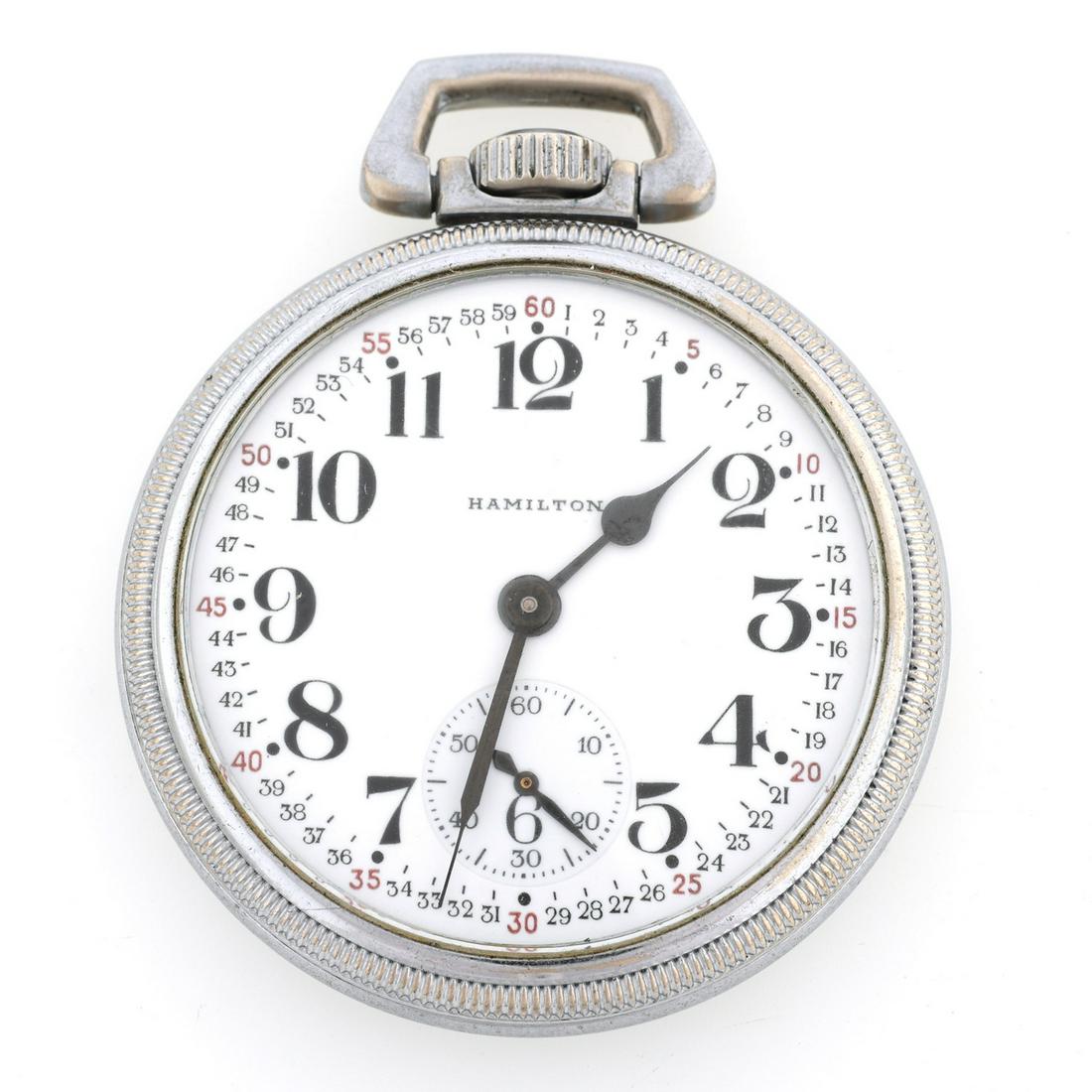 MEN'S HAMILTION U.S. GOVT BASE METAL CASE POCKET WATCH (1 of 4)