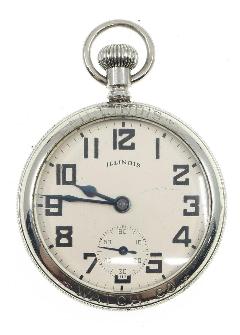 MEN'S ILLINOIS WATCH CO. DISPLAY CASE POCKET WATCH (1 of 2)