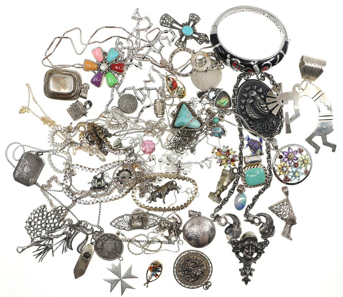 STERLING JEWELRY PENDANTS, BROOCHES, CHAINS & MORE (1 of 8)