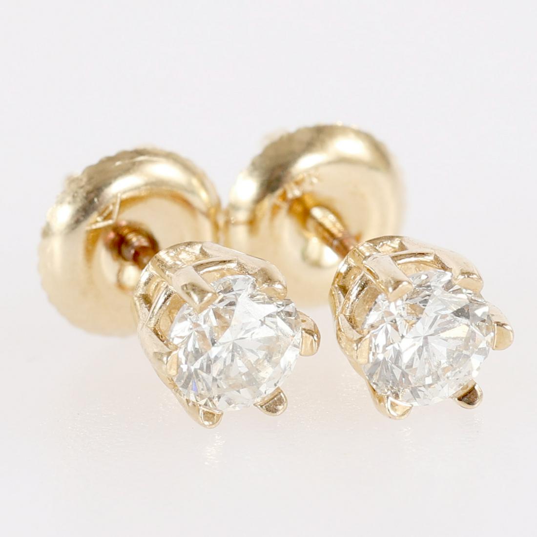 14K YELLOW GOLD 0.72 CTW DIAMOND SOLITAIRE EARRINGS (1 of 4)