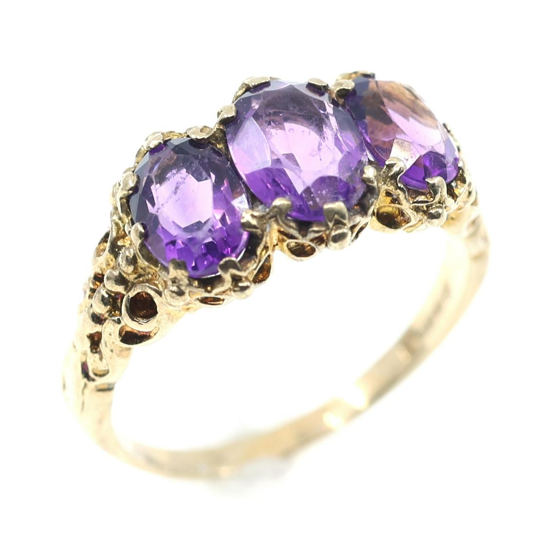 VICTORIAN 9K YELLOW GOLD AMETHYST RING (1 of 6)