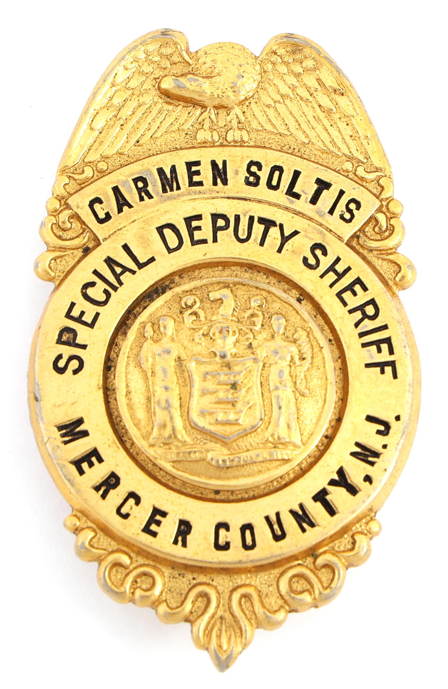 MERCER COUNTY NEW JERSEY SPECIAL DEPUTY SHERIFF BADGE (1 of 2)