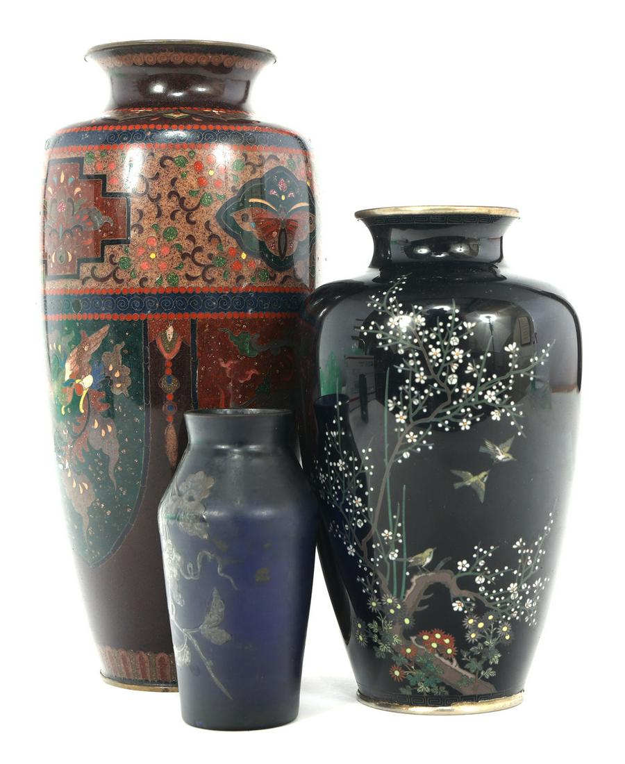 GLASS AND ENAMEL VASES (1 of 6)