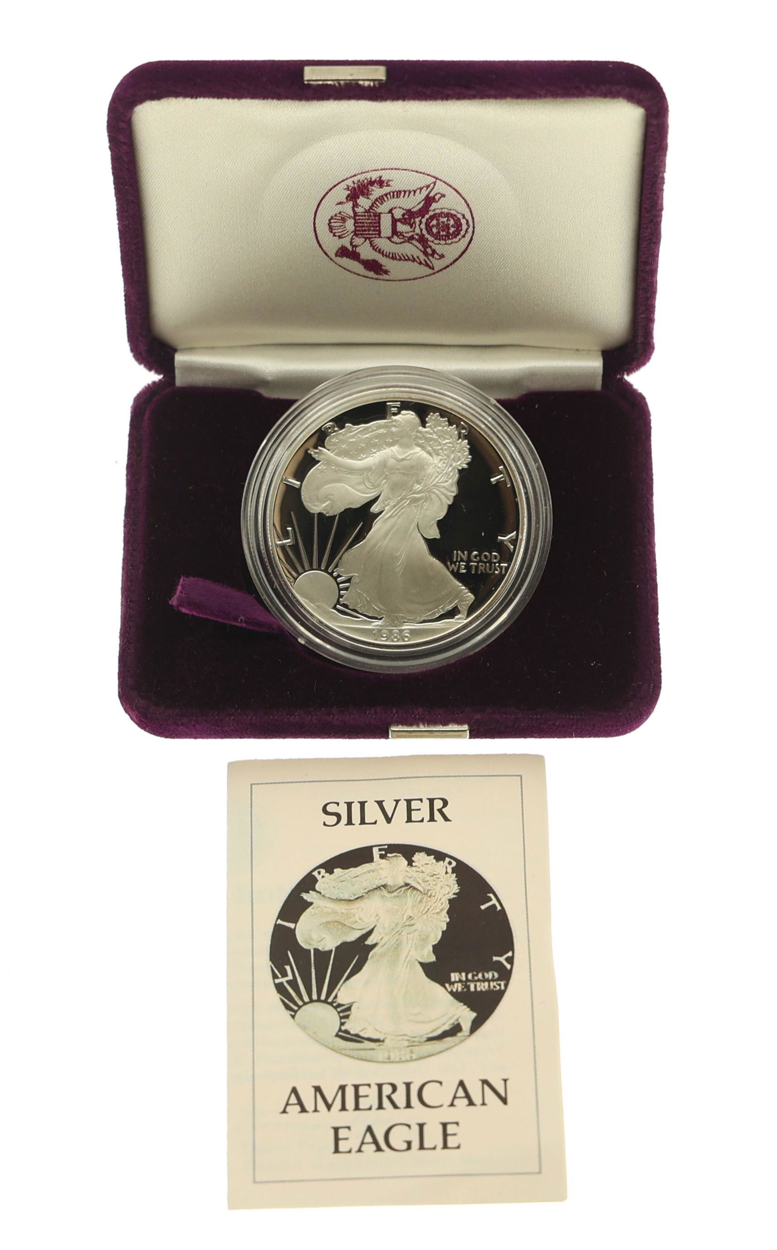 1986 AMERICAN EAGLE 1 OZ FINE SILVER PROOF COIN (1 of 3)