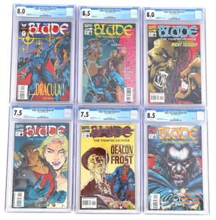 MARVEL BLADE THE VAMPIRE HUNTER COMIC BOOKS CGC GRADED: MARVEL BLADE THE VAMPIRE HUNTER COMIC BOOKS CGC GRADEDCGC Universal Grade Marvel Blade: The Vampire-Hunter comic books, includes issues:#2 (8.0)#4 (8.5)#5 (8.0)#6 (7.5)#7 (7.5)#10 (8.5)