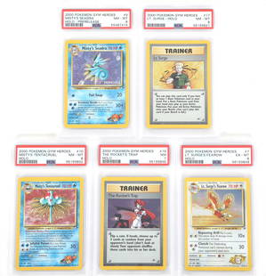 POKEMON GYM HEROES HOLO PSA GRADED CARDS: POKEMON GYM HEROES HOLO PSA GRADED CARDS PSA graded Pokémon Gym Heroes Holo cards. From 2000. Includes: Lt. Surge's Fearow (6.0) The Rocket's Trap (7.0) Misty's Tentac