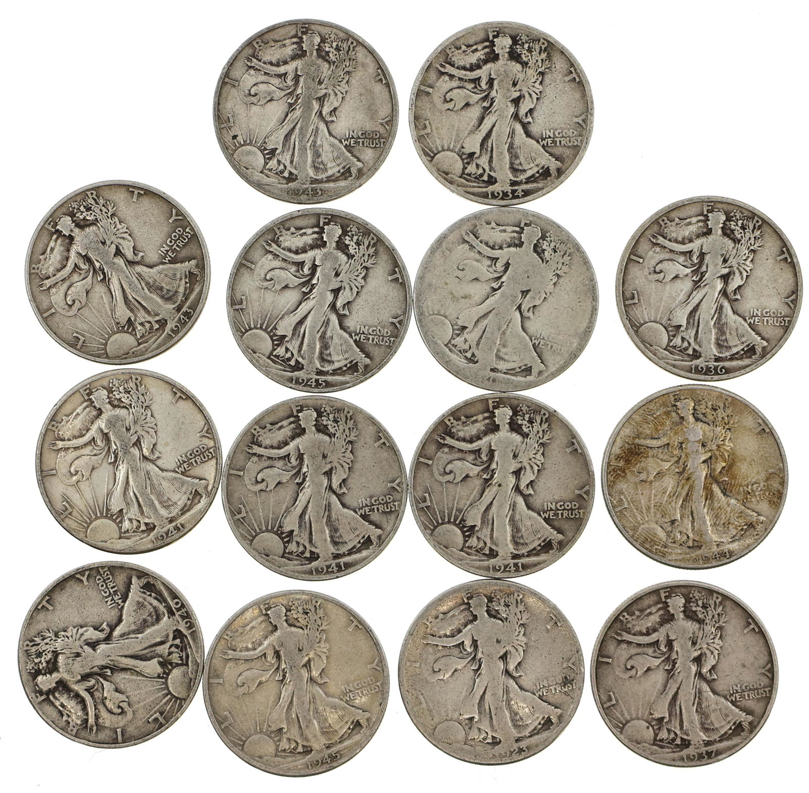 US 90% SILVER WALKING LIBERTY HALF DOLLAR COINS $7 FACE (1 of 6)