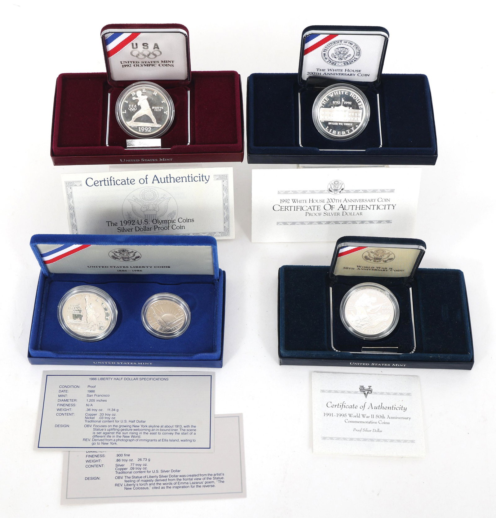 US SILVER COMMEMORATIVE $1 COINS (1 of 6)