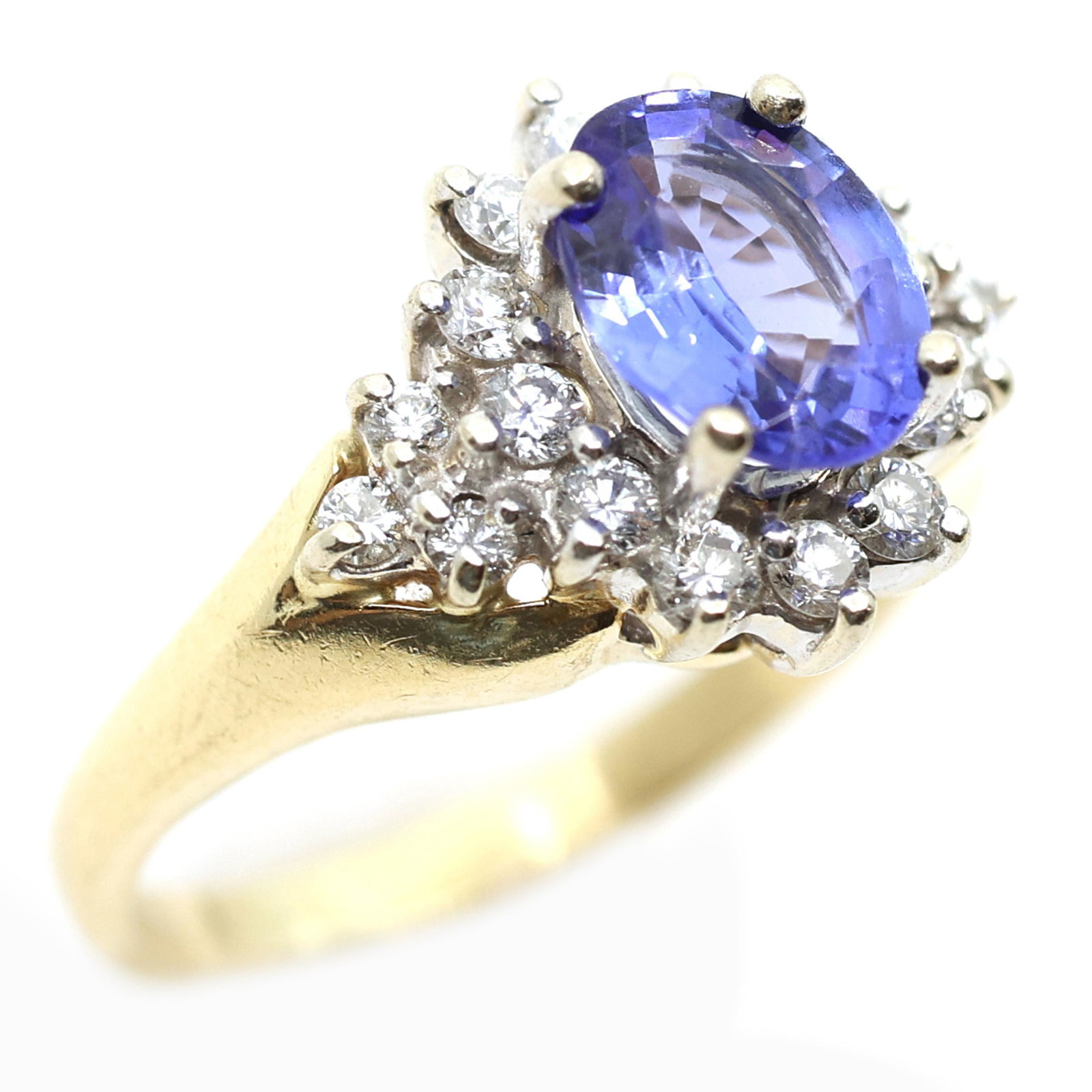 14K YELLOW GOLD TANZANITE & DIAMOND RING (1 of 5)