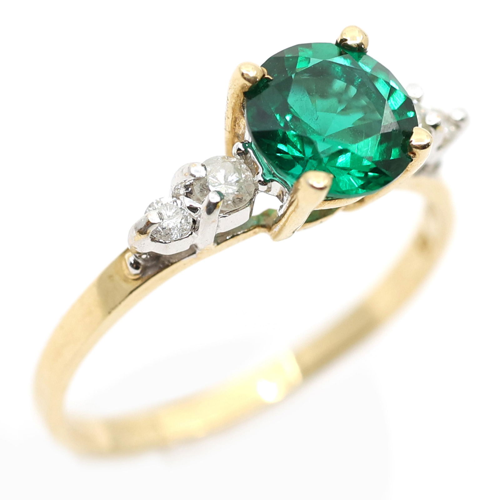 14K YELLOW GOLD EMERALD & DIAMOND FASHION RING (1 of 4)