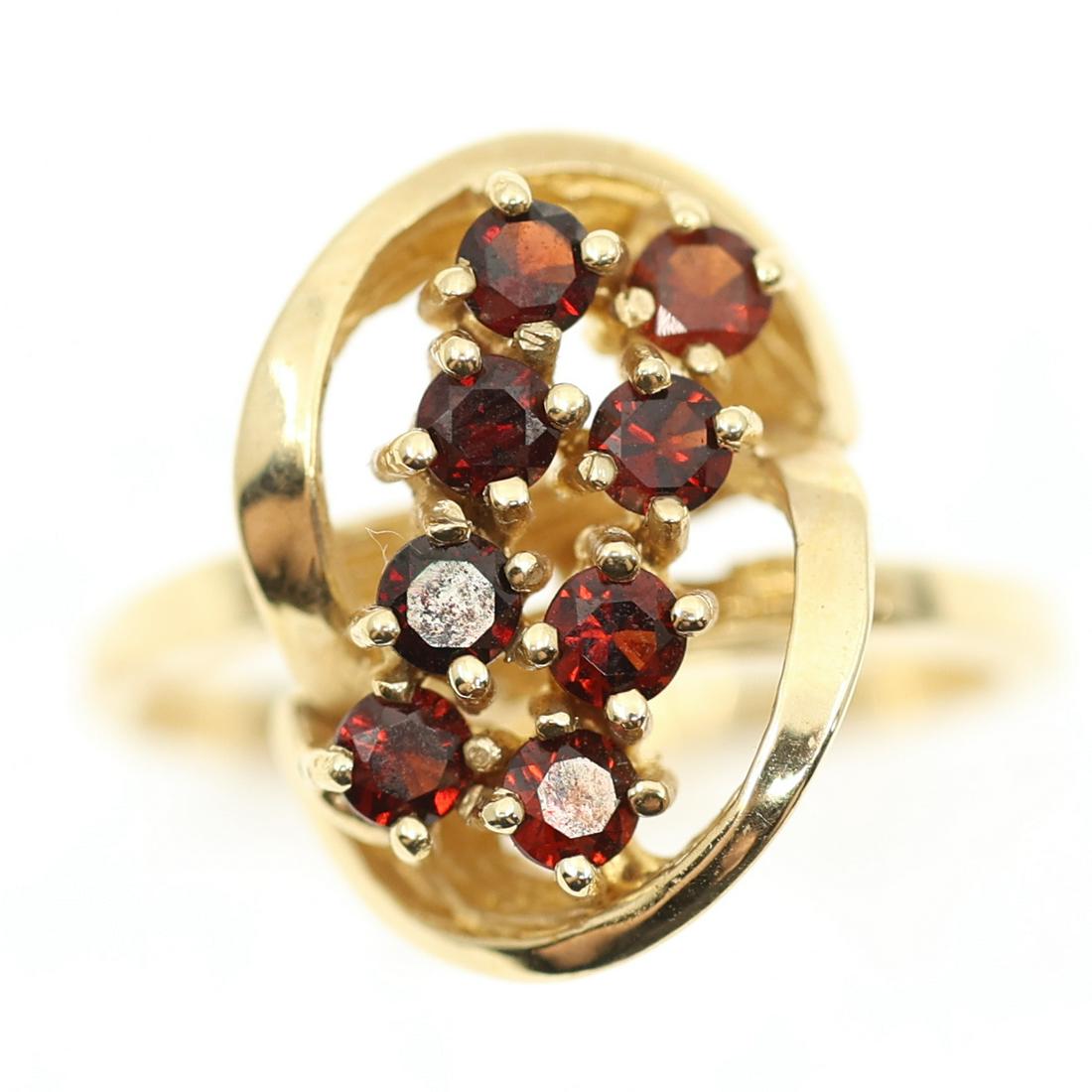 10K YELLOW GOLD GARNET COCKTAIL RING (1 of 5)