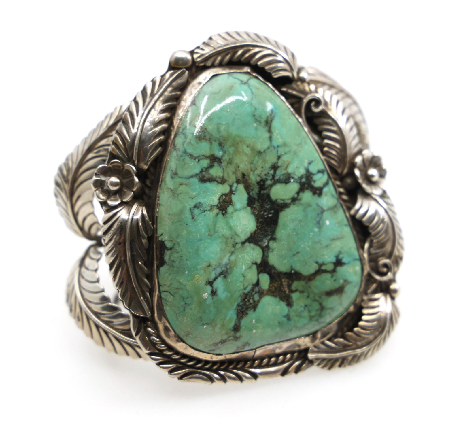 STERLING SILVER TURQUOISE CUFF BRACELET SIGNED MC (1 of 6)