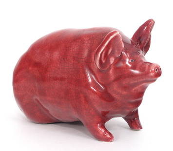 ROBERT HERON SCOTTISH WEMYSS RED POTTERY PIG: ROBERT HERON SCOTTISH WEMYSS RED POTTERY PIG Robert Heron Scottish Wemyss red pottery pig, marked on the underside.Provenance: Lifelong memorabilia collection of John DiMauro (1953-2023) Size: 6.5