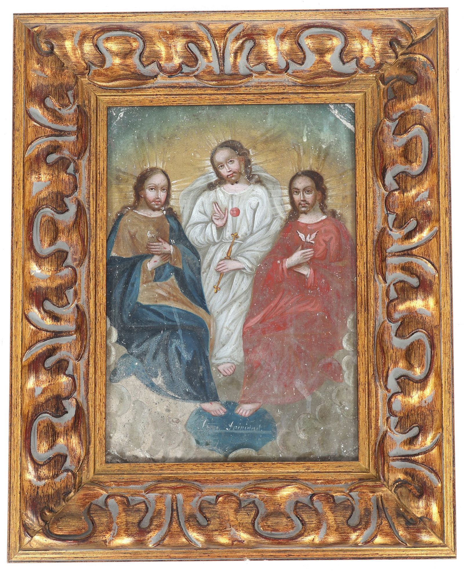 EARLY 20TH C. MEXICAN RETABLO OF THE HOLY TRINITY (1 of 5)