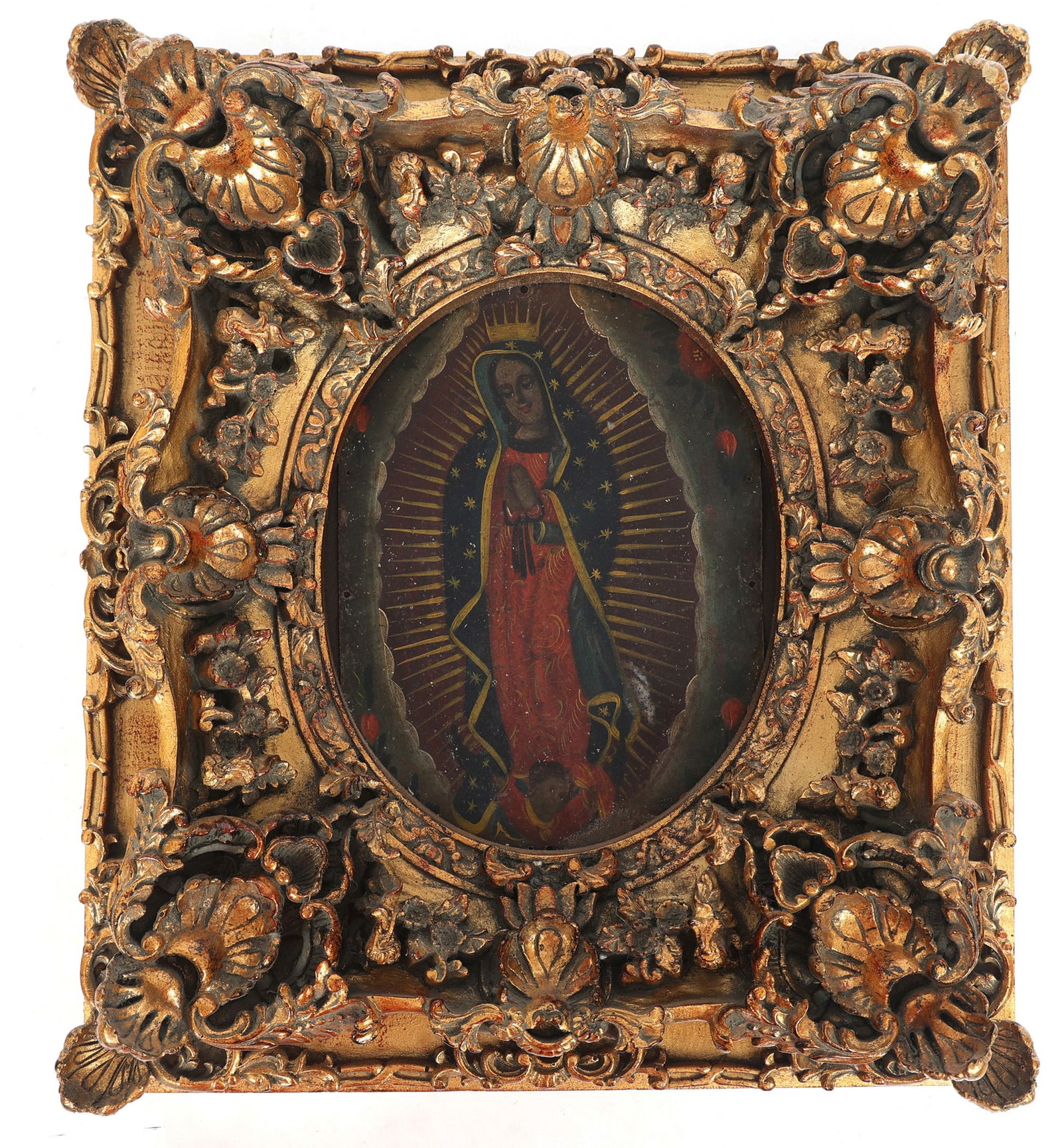 20TH C. MEXICAN FOLK ART RETABLO OUR LADY OF GUADALUPE (1 of 6)