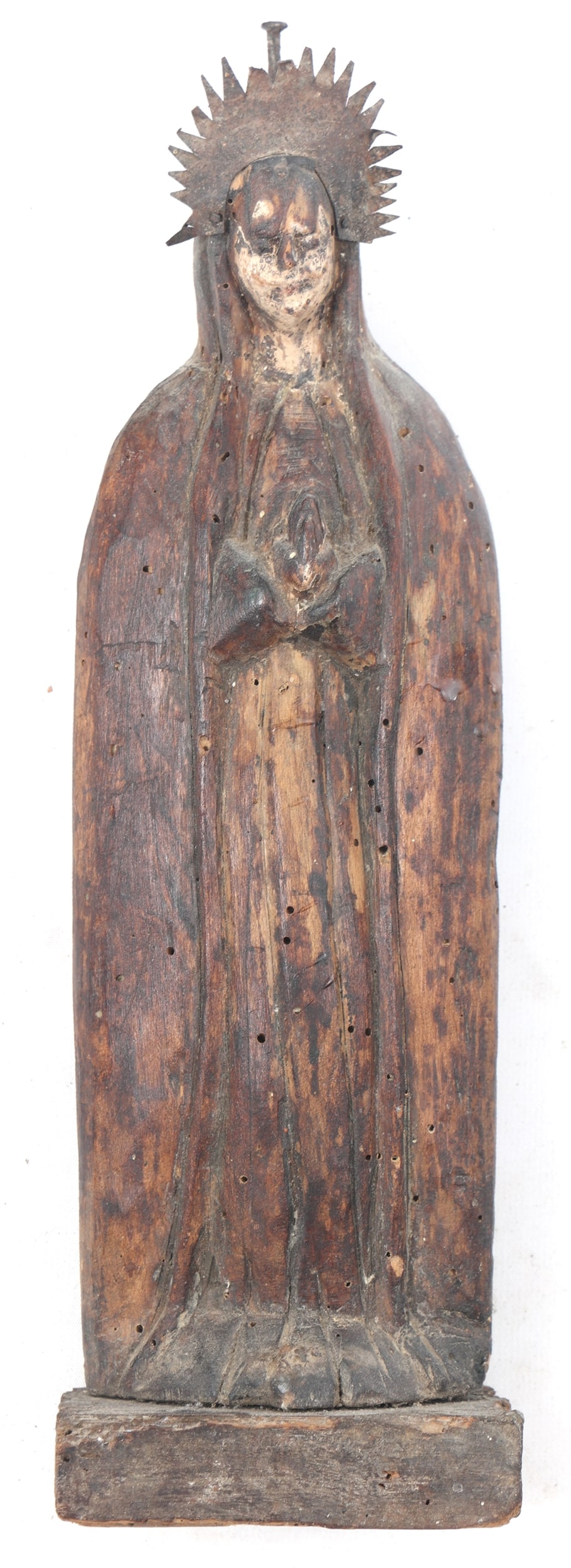 19TH C. MEXICAN FOLK ART PRAYING VIRGIN MARY CARVING (1 of 5)
