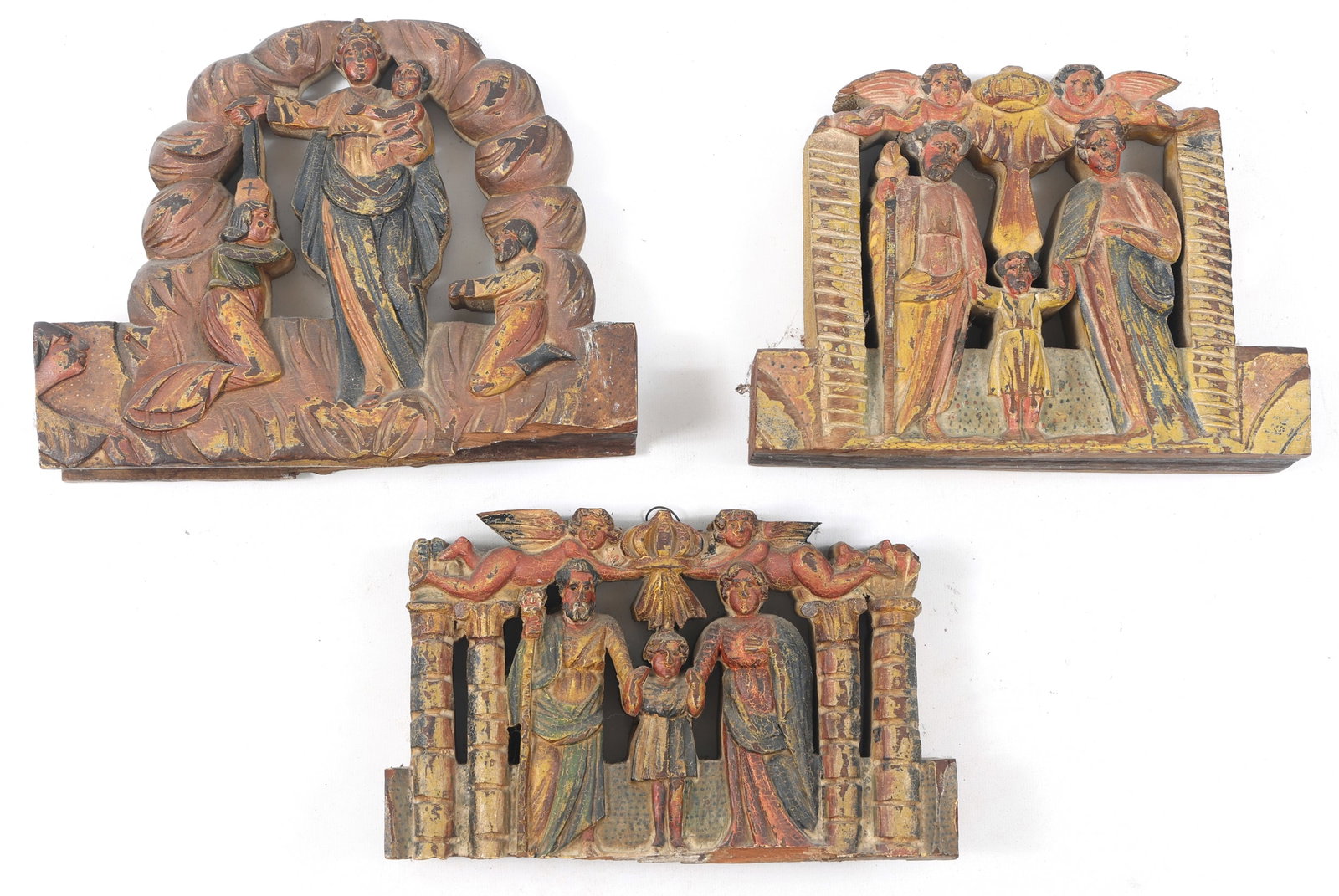 19TH C. ITALIAN FOLK ART HOLY FAMILY BIBLICAL CARVINGS (1 of 6)