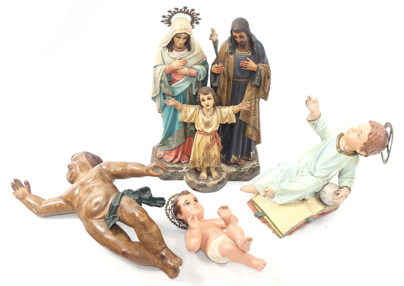 19/20TH C. HOLY FAMILY, CHRIST CHILD, & CHERUB FIGURES (1 of 10)