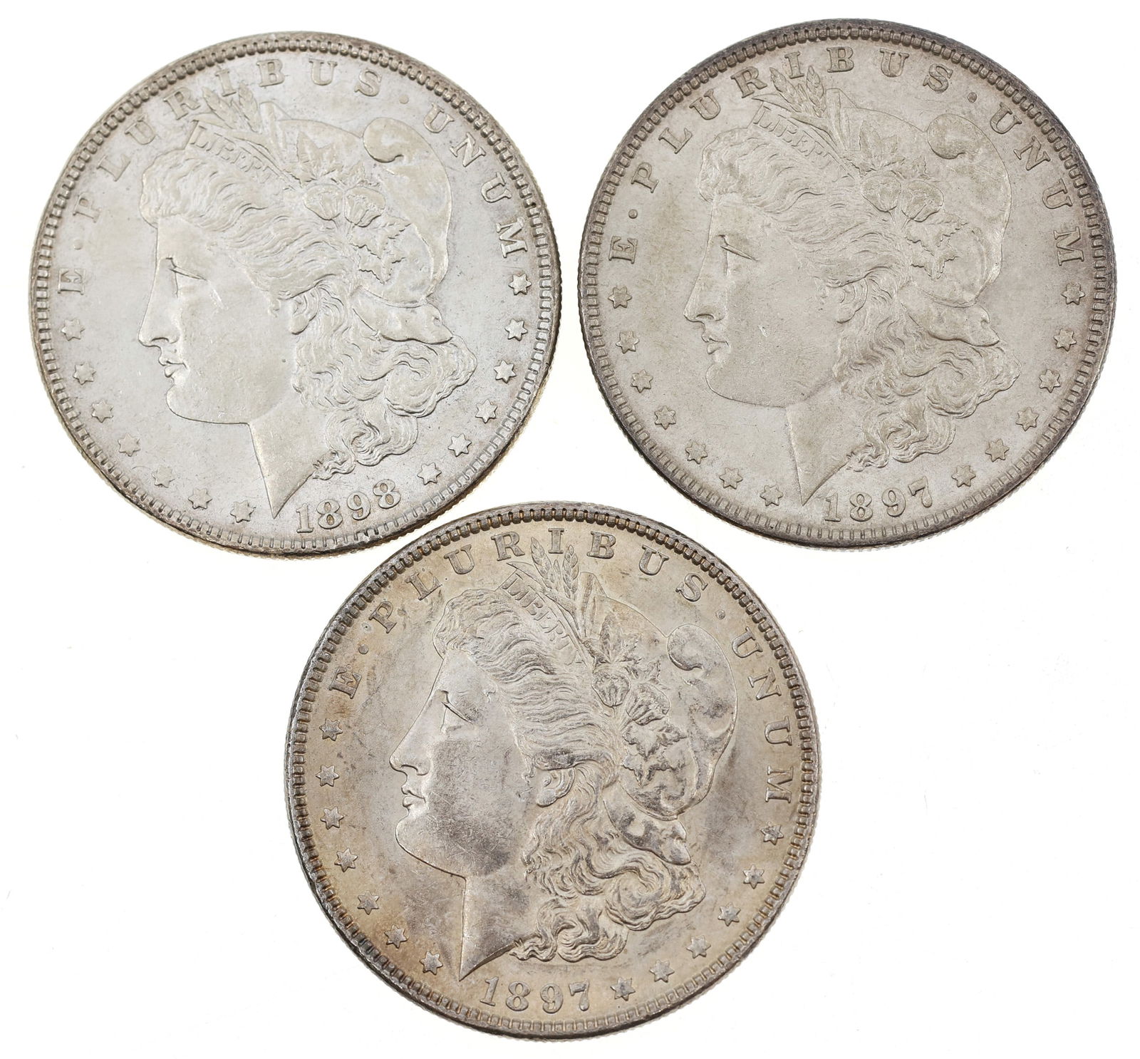 1897 & 1898 US SILVER MORGAN DOLLAR COINS (1 of 2)