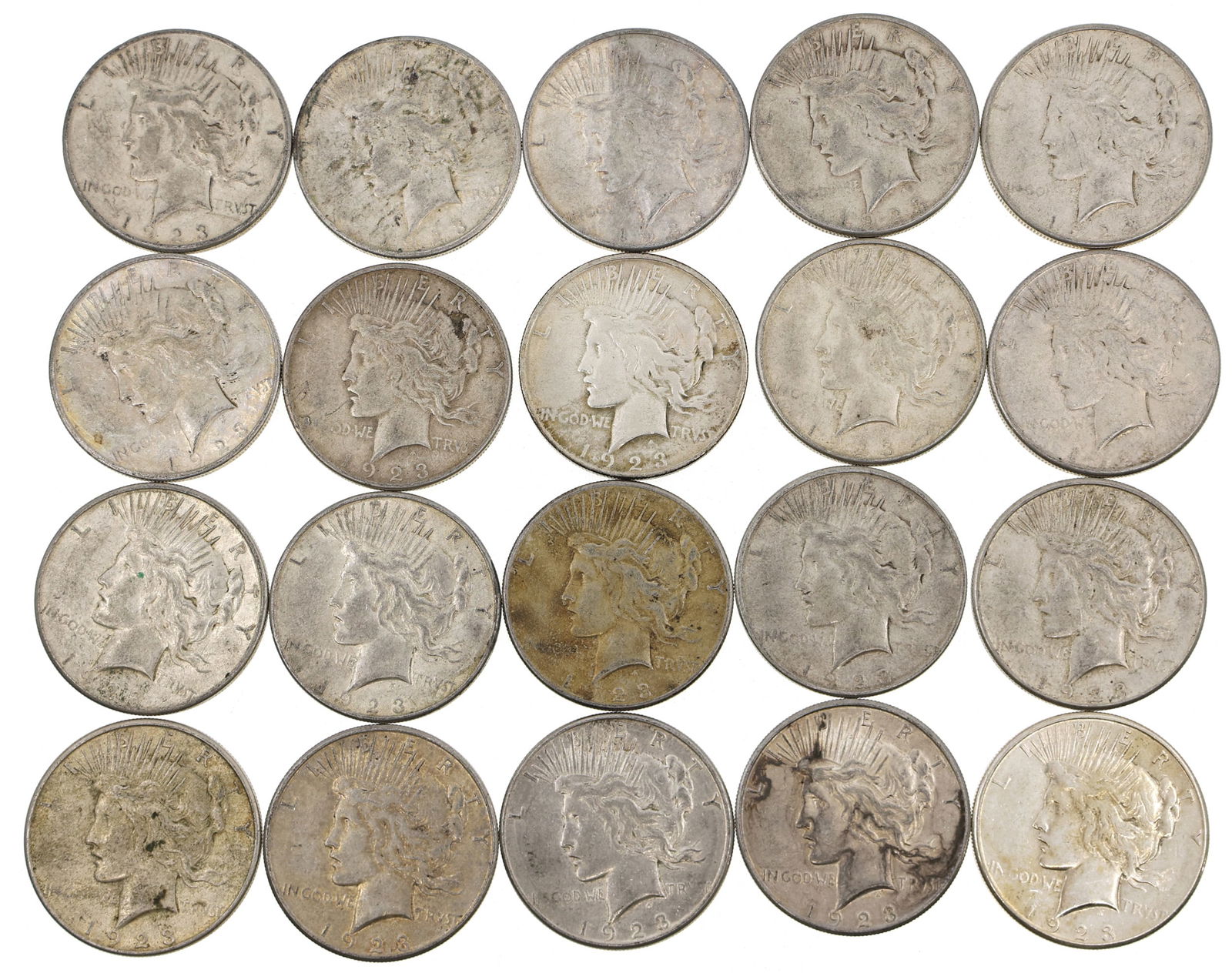 1923-S US SILVER PEACE DOLLAR COINS (1 of 4)