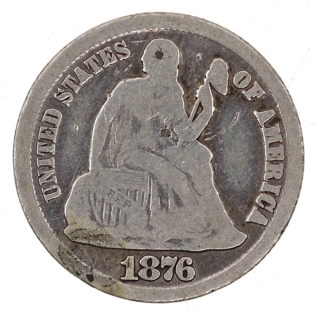 1876-CC CARSON CITY US SILVER SEATED LIBERTY 10C DIME (1 of 2)