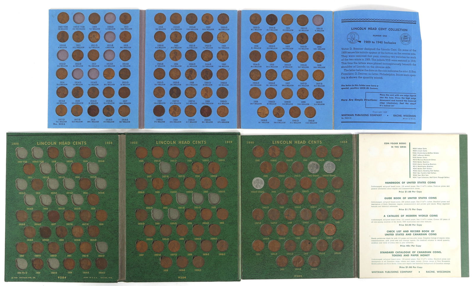 US LINCOLN 1C PENNIES PARTIAL SETS (1 of 6)
