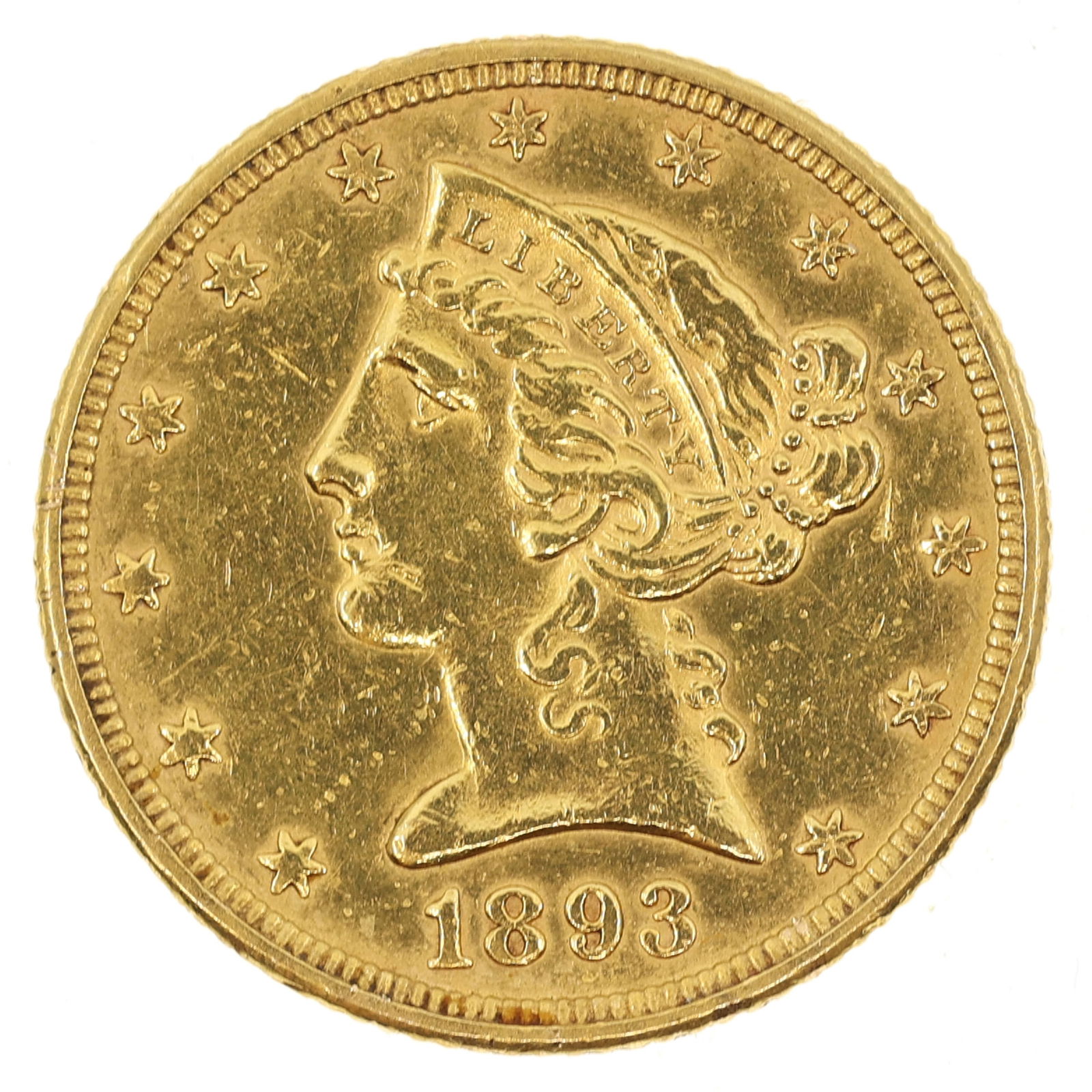 1893 US $5 HALF EAGLE GOLD COIN (1 of 2)