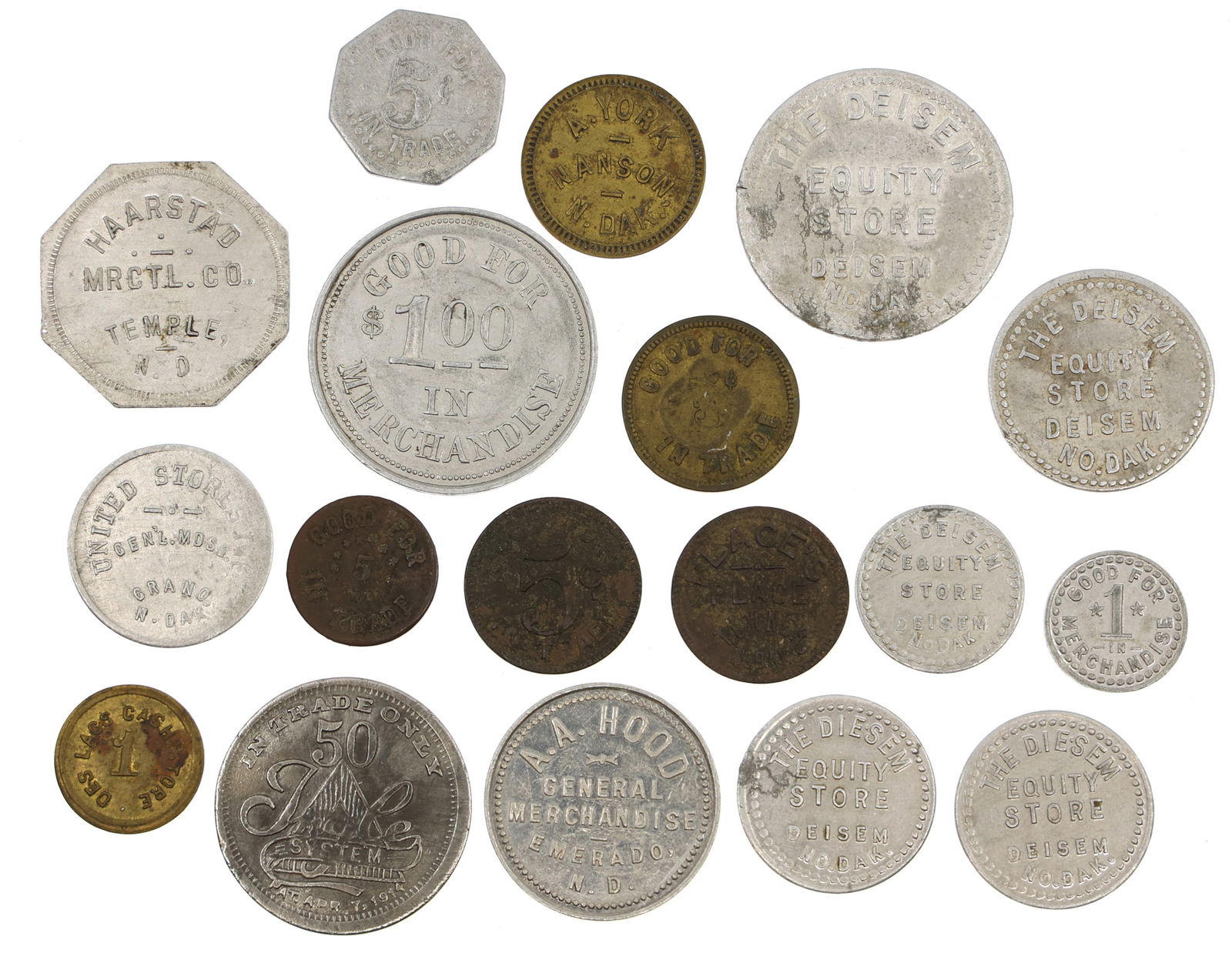 EXONUMIA NORTH DAKOTA TRADE TOKENS (1 of 8)