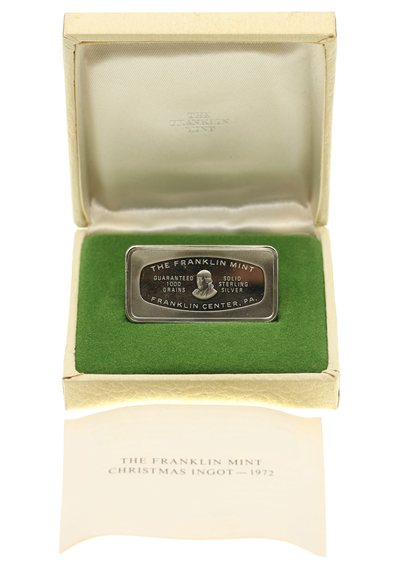 1972 XMAS FRANKLIN MINT 1000 GRAINS STERLING INGOT (1 of 4)
