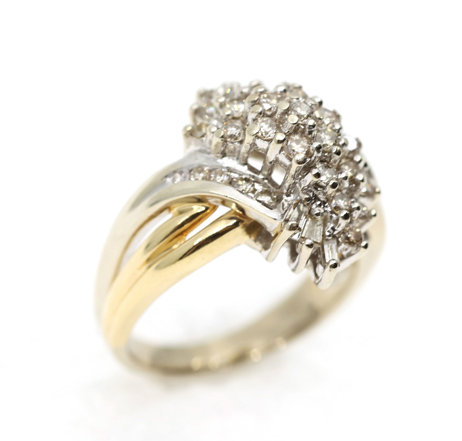 14K TWO-TONE GOLD DIAMOND CLUSTER FASHION RING (1 of 4)