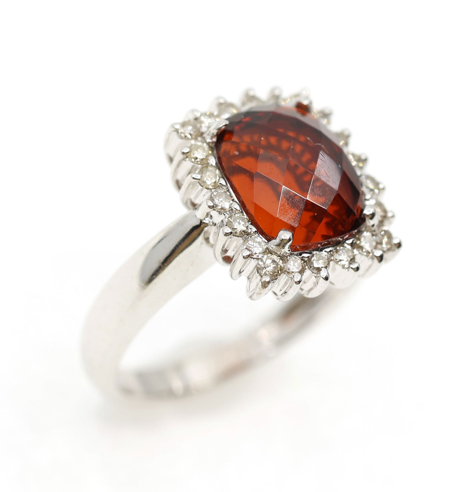 14K WHITE GOLD GARNET & DIAMOND FASHION RING (1 of 4)